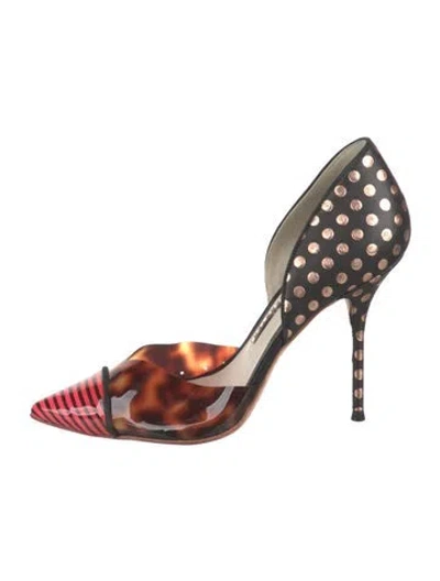 Pre-owned Sophia Webster Leather Printed D'orsay Pumps In Black