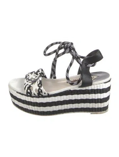 Pre-owned Sophia Webster Leather Printed Espadrilles In Black