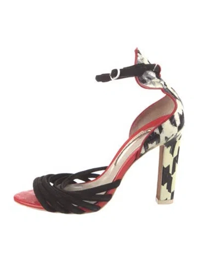 Pre-owned Sophia Webster Leather Printed Sandals In Black