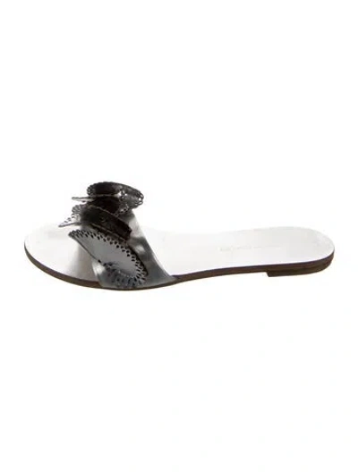 Pre-owned Sophia Webster Leather Printed Slides In Silver