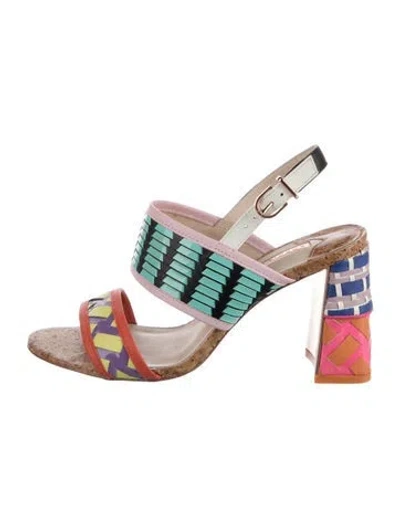 Pre-owned Sophia Webster Leather Printed Slingback Sandals In Blue