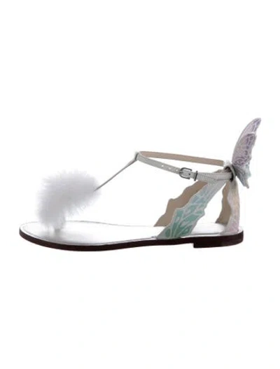 Pre-owned Sophia Webster Leather Printed T-strap Sandals In Silver