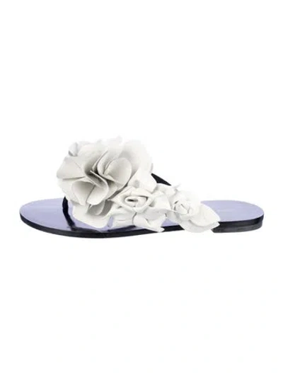 Pre-owned Sophia Webster Leather Ruffle Embellishment Slides In Black