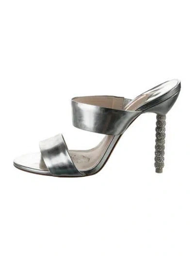 Pre-owned Sophia Webster Leather Slides In Silver