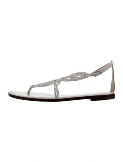 Pre-owned Sophia Webster Leather Slingback Sandals In White