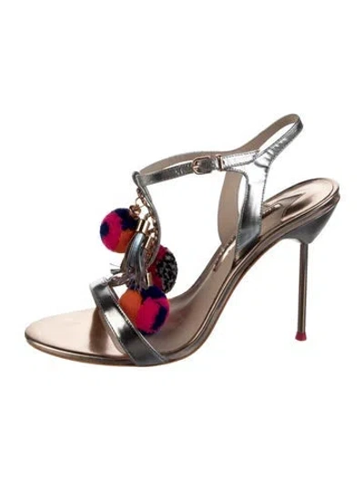 Pre-owned Sophia Webster Leather Tassel Accents Sandals In Silver