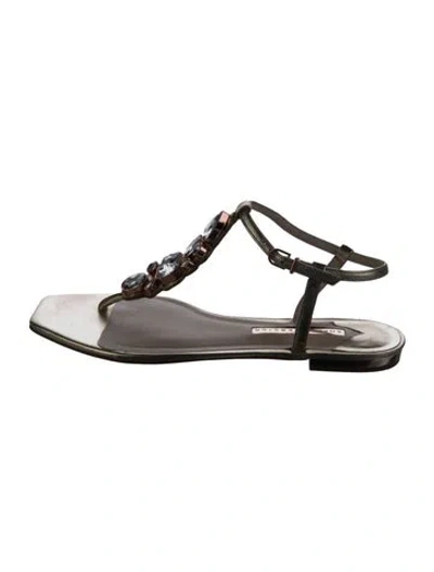 Pre-owned Sophia Webster Leather T-strap Sandals In Gold