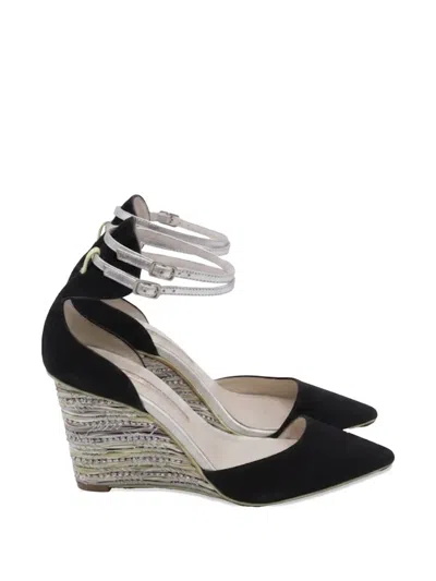 Pre-owned Sophia Webster Lexi Beaded Wedge Pumps In Black