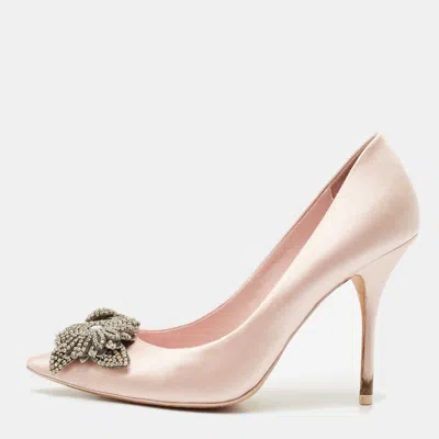 Pre-owned Sophia Webster Light Pink Satin Lilico Pumps Size 39.5