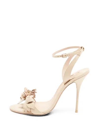 Pre-owned Sophia Webster Lilico Floral-embellished Heeled Sandals In Neutral