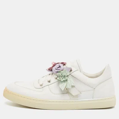 Pre-owned Sophia Webster Lilico Flower Size 42 White Leather Low Top Sneakers