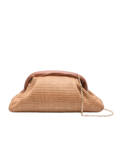 Sophia Webster Logo Clutch In Nude