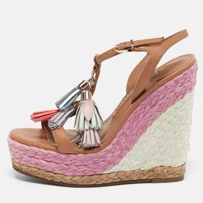 Pre-owned Sophia Webster Lucita Size 35.5 Brown Leather Wedge Sandals