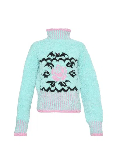 Sophia Webster Marceline Intarsia-knit Sweater In Green