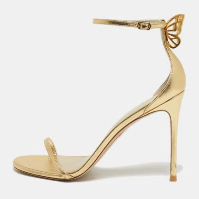 Pre-owned Sophia Webster Mariposa Size 41 Gold Leather Ankle Strap Sandals
