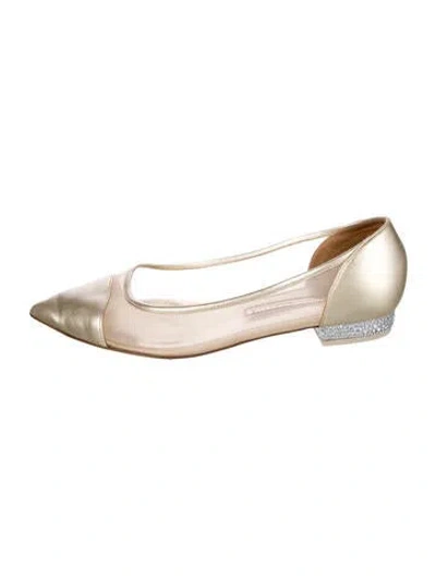 Pre-owned Sophia Webster Mesh Ballet Flats In Gold