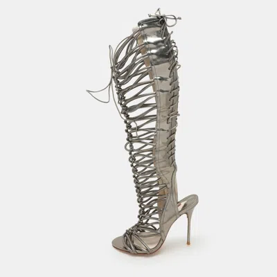 Sophia Webster Metallic Leather Clementine Lace-up Knee High Gladiator Sandals In Neutral