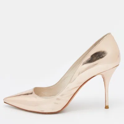 Sophia Webster Metallic Rose Gold Leather Coco Flamingo Pointed Toe Pumps