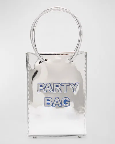 Sophia Webster Micro Party Metallic Tote Bag In Silver