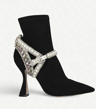 Pre-owned Sophia Webster Minerva Crystal Embellished Ankle Boots 37/40 In Black