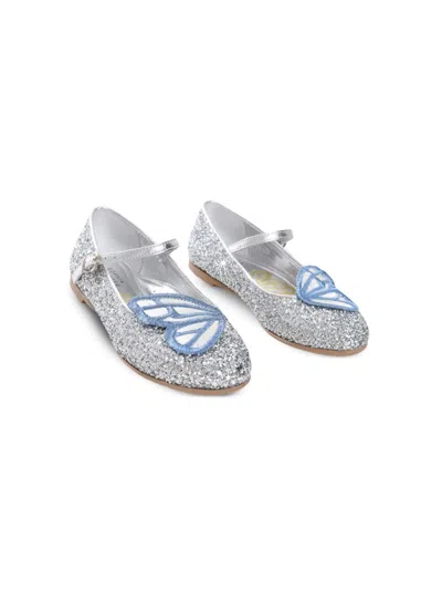 Sophia Webster Mini Kids' Butterfly Ballerinas In Silver