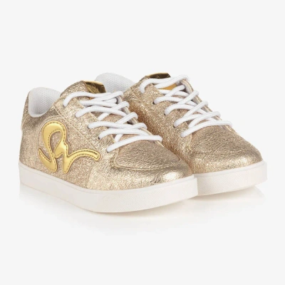 Sophia Webster Mini Kids' Girls Gold Leather Stomp Sneakers