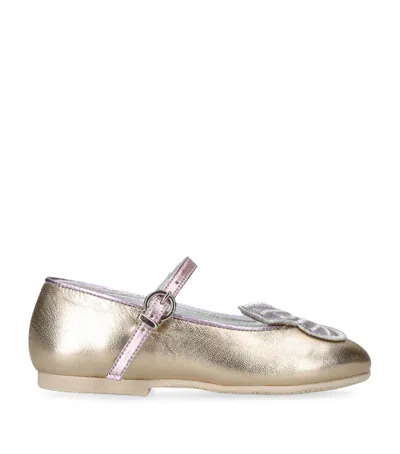 Sophia Webster Mini Kids' Leather Butterfly Embroidered Ballet Flats In Gray
