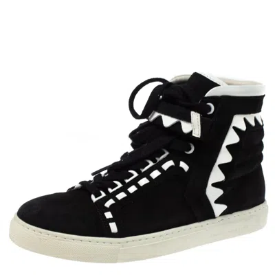 Sophia Webster Monochrome Suede And Patent Leather Riko High Top Sneakers Size 38.5 In Black