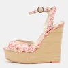 Sophia Webster Multicolor Canvas Lucita Mid Wedge Sandals In Pink