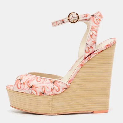 Sophia Webster Multicolor Canvas Lucita Mid Wedge Sandals In Pink