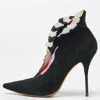 Sophia Webster Multicolor Embroidered Suede Ankle Booties In Multi