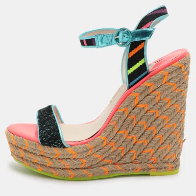 Pre-owned Sophia Webster Multicolor Fabric And Leather Lucita Espadrille Sandals Size 40