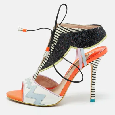 Pre-owned Sophia Webster Multicolor Glitter And Leather Riko Sandals Size 37