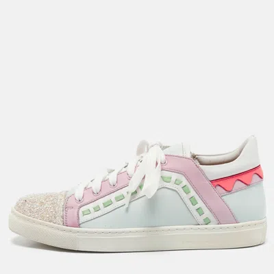 Pre-owned Sophia Webster Multicolor Leather And Glitter Low Top Riko Sneakers Size 39