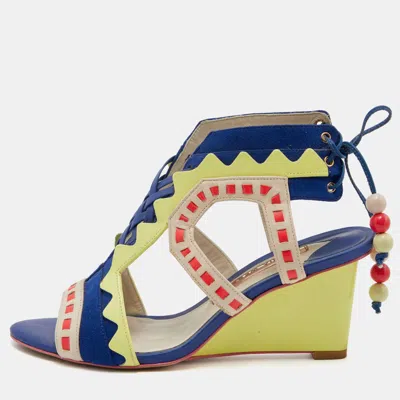 Sophia Webster Multicolor Leather And Suede Wedge Sandals