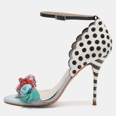 Sophia Webster Multicolor Leather Lilico Flower Embellished Ankle Strap Open Toe Sandals In White