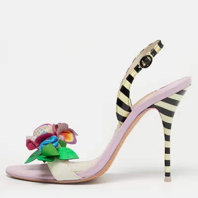 Pre-owned Sophia Webster Multicolor Leather Lilico Underwater Floral Embellished Slingback Sandals Size 40