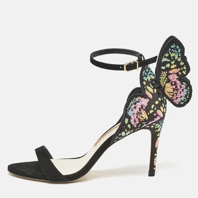 Pre-owned Sophia Webster Multicolor Print Fabric And Suede Embellished Chiara Sandals Size 37.5