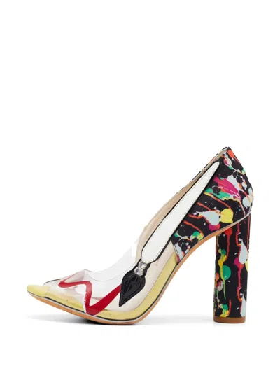 Pre-owned Sophia Webster Multicolor Pvc And Fabric Party Like Pollock Peep Toe Pumps Size 36open