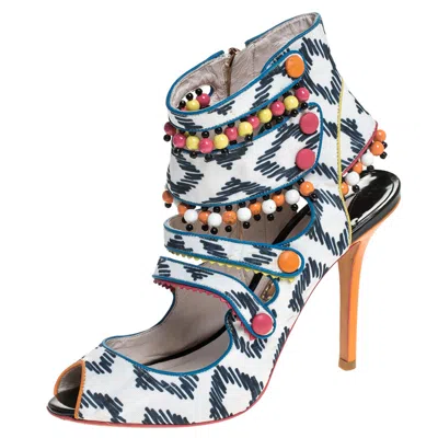 Sophia Webster Multicolor Strappy Leather Beaded Caged Sandals