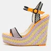 Sophia Webster Multicolor Suede And Patent Leather Lucita Espadrille Wedge Sandals In Multi