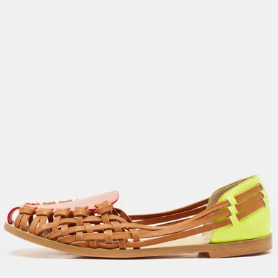 Sophia Webster Multicolor Woven Leather And Patent Loafers In Neutral