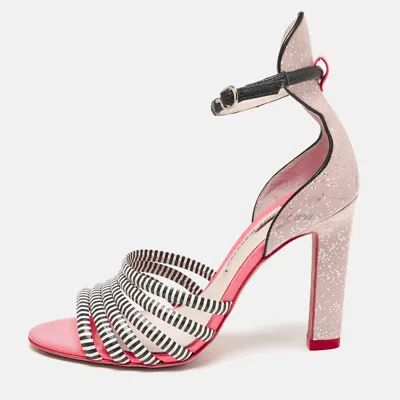 Pre-owned Sophia Webster Multicolour Glitter Leather Ankle Strap Sandals Size 40