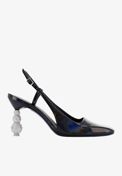 Sophia Webster Natalia 85 Crystal Heel Slingback Pumps In Blue