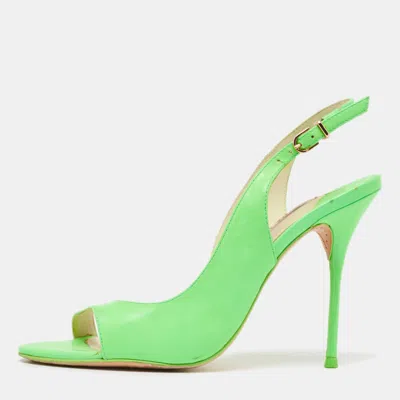 Pre-owned Sophia Webster Neon Green Leather Slingback D'orsay Sandals Size 39