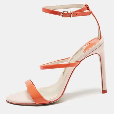 Pre-owned Sophia Webster Orange Patent Leather Rosalind Ankle Strap Sandals Size 36