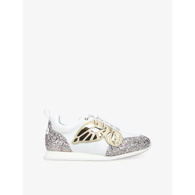 Sophia Webster /oth Kids' Chiara Butterfly-appliqué Leather Low-top Trainers Eur 22 /5.5 Uk In White/oth