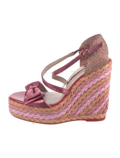 Pre-owned Sophia Webster Patent Leather Animal Print Espadrilles In Pink