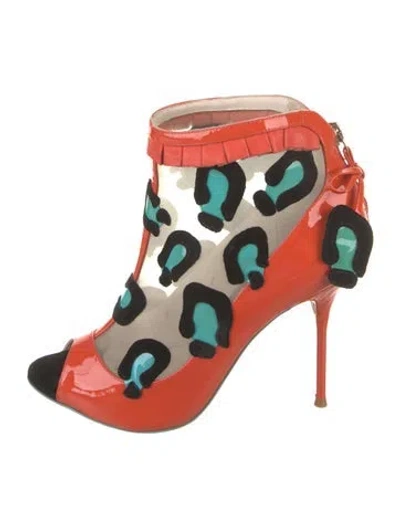 Pre-owned Sophia Webster Patent Leather Animal Print Pumps In Blue/orange