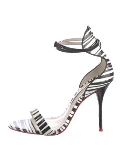 Pre-owned Sophia Webster Patent Leather Animal Print Sandals In Black/white